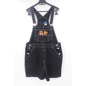 disney women’s L pooh embroidered denim shortalls pocket overalls tiger piglet